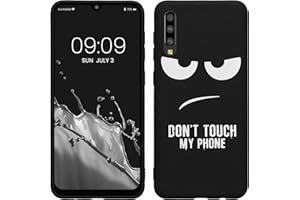 kwmobile Carcasa Compatible con Samsung Galaxy A50 - Funda móvil TPU - Don't Touch my Phone Blanco/Negro