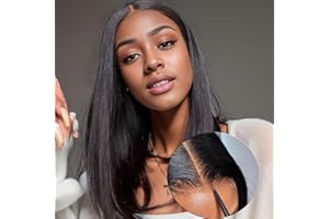 EINBEAUTY Wear and Go Glueless pelucas mujer pelo natural Pre Cut Lace Human Hair Wig Pre Plucked Hairline Glueless BOB Straight Wig Upgraded for Black Women 4×4HD Lace Beginner Friendly 180% Density 14inch