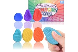 Melearch Fidget Toys - Pietra Sensoriale per Adulti, 6 Pietre Antistress Testurizzate in Silicone per Bambini Autistici, Giocattoli Antistress per Alleviare l'Ansia, Premi per Studenti in Classe