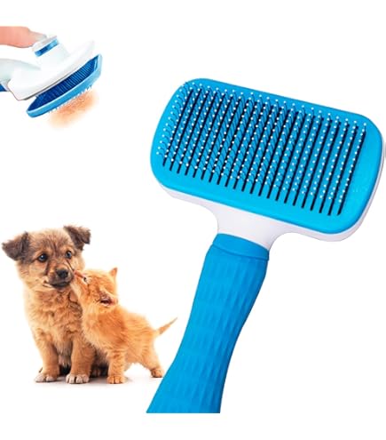 Brosse Autonettoyante Innovante Pour Chats Et Chiens 2025 - Brosse De Toilettage à Dents Longues Et Courtes En Métal, Élimine Les Poils Morts - Bouton De Libération En 1 Clic (Orange