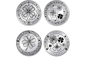 UNICRAFTALE 2 Pièces De Pièces De Monnaie Porte Bonheur À Trèfle À Quatre Feuilles en Acier Inoxydable avec Boîte en Papier Cadeaux Commémoratifs pour Femmes Hommes