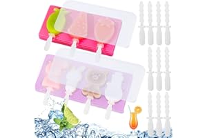 BDSHUNBF Silikonowa forma do lodów, do lodów, wielokrotnego użytku, do samodzielnego wykonania, do lodów, dla dzieci, dorosłych, 2 szt. (z 10 plastikowymi patyczkami)