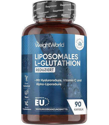 L-Glutathion | 300mg pro Tagesdosis/Kapsel | 90 Kapseln | Hochdosiert, rein  & reduziert | Tripeptid: Glutaminsäure, Cystein und Glycin | Vegan | Ohne  Magnesiumstearat