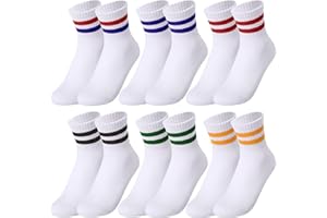 Utensilsto 6 Paar Sportsocken Kinder, Tennissocken aus Baumwolle Weiß Crew Athletic Socken Tennis Sport Socken für Jungen Mädchen Kinder