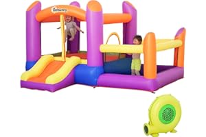 Outsunny Kids Bouncy Castle House Inflatable Trampoline Slide Water Pool 3 in 1 with Blower for Kids Age 3-8 Multi-color 2.8 x 2.5 x 1.7m