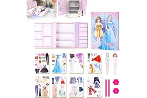 DEYROS Magnetic Princess Dress Up Paper Doll, 2024 Magnetic Dress Up Baby, Magnetic Princess Dress Up Baby Paper Dolls for Girls, Magnetic Dress Up Dolls (A)