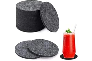FIVEMILEBRO 20 Piezas Posavasos de Fieltro Redondos, Posavasos de Fieltro, Posavasos Redondos, Lavables, para Bebidas, Café, Té, Cerveza, Tazas (Gris)