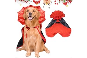 ROSAUI Weihnachten Hundekostüm Umhang, Rot-Schwarzes Cape für Hunde & Katzen, Festliches Weihnachts Outfit für Fotos, Party & Geschenk, Bequeme Haustier Verkleidung für Winter