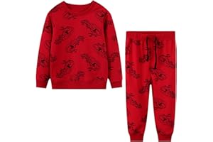 Baogaier Enfant Vêtement Sport Garçon Ensemble de Survetement Manches Longues Coton Animal Imprimé Sweatshirt Sweat Shirt Pullover + Jogging Pantalon Sweatpants Automne Hiver Vêtements 2 3 4 5 6 7 ans