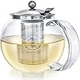 Teabloom All-in-One Glass Teapot and Tea Kettle – Heatproof Borosilicate Glass Tea Maker with Removable Stainless Steel Loose Tea Infuser – Classica Stovetop Tea Pot (40 oz)
