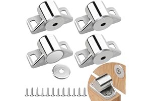 Taoduod Pack of 4 Magnetic Catch Magnetschnäpper Schrank Silber Cupboard Door Magnet Cabinet Fittings Rund Magnetschnäpper Starke Türmagnetverschlüsse Möbelmagnet Türverschluss Magnetverschluss