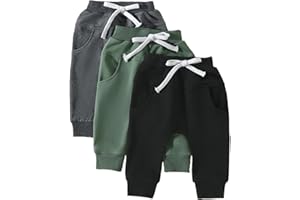 Himllauen Little Boy Trousers 3-Pack Solid Colour Bloomers 0-3 Years Toddler Sports Pants