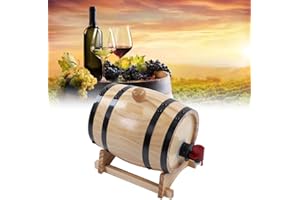 MOKERNALI Botte di Vino in Legno, Botti di Legno per Birra, Botte di Legno per Vino in Legno di Pino, Botti di Legno per Vino, con Valvola di Controllo, Per Invecchiare Vino E Birra a Casa(1L)