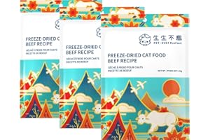 PET-EVER PUREFEAST Croquettes lyophilisées pour Chats, crues, croquettes Molles, Riches en protéines (Recette au bœuf - 60 g)