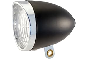 Onogal 3238 Lampe avant de vélo style rétro classique avec 3 LED et piles incluses, noir