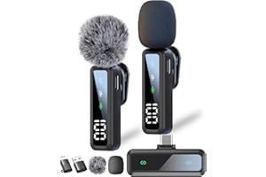 BABBLECOM Wireless Lavalier Microphone for iPhone, Android, iPad, Mini Lapel Microphone Mic USB-C Port and Lt&U with Noise Reduction and Crystal Sound for Video Recording, Vlogging, TikTok, Singing, YouTube