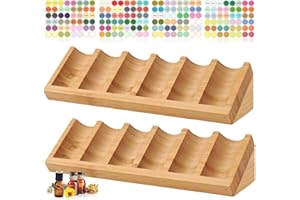 Honicemar 6 Loch Hölzern für Ätherisches Öl Display Ständer, Aromatherapie Öle Organizer – 2 Stück Ätherische Öle Gestell Halter Organisator, Geeignet für Zuhause/Spa/Schminktisch/Büro