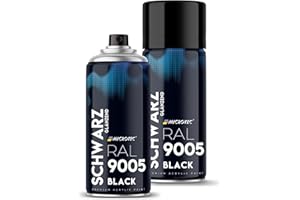 MICROTEC® Sprühlack | 400ml | hochwertiges Acryllackspray | matt oder glänzend | Sprühfarben für Metall, Holz, Kunststoff u.v.m. | große Farbauswahl (Schwarz glänzend - RAL 9005)