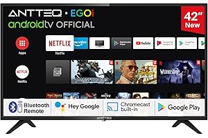Antteq AG42F3 TV 42 Pollici(106cm) Smart TV, Andriod TV LED FHD,Dolby Audio,Google Assistance,Bluetooth Triple Tuner(DVB-C/S2/-T2),Google Play Store((DAZN/Disney+/Netflix/Prime Video),Wifi