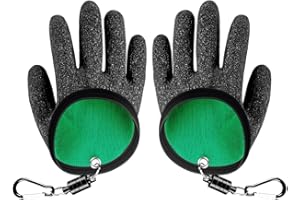 PSOWQ 2 Pièces Gants de Pêche, Gants de Chasse, aux morsures et imperméables avec Fermeture magnétique pour Une Manipulation en Toute sécurité des Poissons prédateurs comme Le brochet