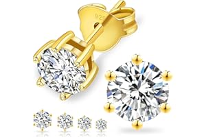 KRKC & CO KEEP REAL KEEP CHAMPION KRKC&CO Moissanite Stud Earrings, 5.5-7.5MM Diamond Earrings for Men, 925 Sterling Silver Earrings Hypoallergenic Studs, Gold Earrings, 1.2-3 CT Diamond Sparkly Solitaire Earrings for Men