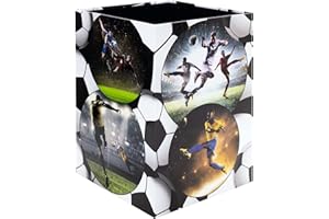 HERMA 19739 Kosz na śmieci z motywem piłki nożnej, 15 litrów, składany, stabilny tektura, wąski kosz na śmieci dla dziewcząt i chłopców, prostokątny kosz na śmieci do pokoju dziecięcego, sypialni,