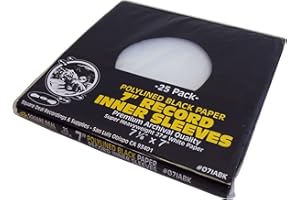 SQUARE DEAL RECORDINGS & SUPPLIES (25) Super Heavyweight Polylined Black Paper Inner Sleeves for 7" Records - Archival Quality, Acid-Free, Static-Free - Premium Protection