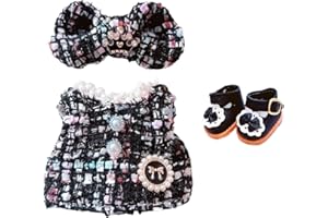 Mrltau Süße Puppenkleidung 17 cm für Vinyl Plush Toy Puppe Für Vinyl Plush Toy Doll, Schleifen Haarclip-Mantel-Schuhe für Vinyl Plush Toy Kleidung Für Vinyl Plush Toy Zubehör, Puppenzubehör Gesch