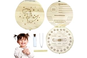 KOIROI Zahndose Milchzähne, Zahndose Holz, Zahnbox Holz Milchzähne Box mit Pinzette&Wunschflasche, Zahnbox für Milchzähne Junge und Mädchen, Milchzahndose Holz, Erinnerungsbox Baby Geschenke zur Geburt