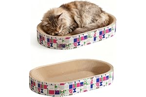 Spindro Lot de 2 Lits-Griffoirs pour Chats, Surface à Gratter Ovale ø53 cm en Carton, Plateau Griffoir avec Surface de Repos,XXL(60x40x9cm)