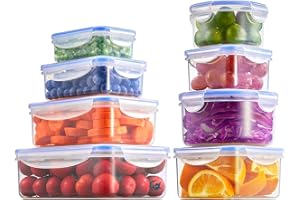 D.Perlla Pojemniki na żywność, pudełko na lunch, 8 sztuk, plastikowe, hermetyczne pojemniki do przechowywania żywności, z pokrywkami, szczelne, nadają się do kuchenki mikrofalowej i zamrażarki, bez