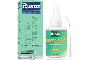 Rusoz Metal Glue 50g, Waterproof Instant Adhesive Super Glue for Metal, Steel, Aluminum Repair, High Strength Bonds Acrylic Superglue - Fast Curing