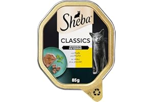 SHEBA Schale Nassfutter für Katzen Classics in Pastete mit Kalb und Huhn 2 x 11 x 85g