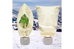 ELEDREME Eledrame pflanzenschutz Winter, 120 x 180cm Winterschutz für Pflanzen mit Reißverschluss Zugband, 80g/㎡ Dicker winterschutz für palmen frostschutz für kübelpflanzen - Reißfest，beige