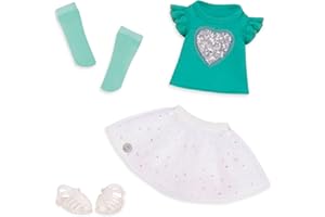 Glitter Girls - Un style étincelant! - Vêtements de poupée pailletés - Tenue avec un cœur étincelant - Haut et jupe à volants - Accessoires pour poupées de 36 cm - 3 ans et +