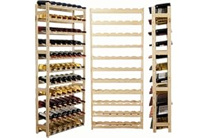 MODO24 Flaschenregal, Weinschrank, Weinständer, Getränkeregal, Weinflaschenhalter, Flaschen Organizer, Weinschrank, Weinregal Holz für 77 Flaschen, Abmessungen 166x72x25 cm, Farben: Naturholz