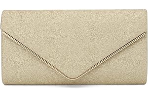 EVEOUT Damen Abend Clutch Funkeln Handtasche mit Kette Elegante Brautumhängetasche mit Umschlag Hochzeit Party Abschlussball Geldbörse Gold