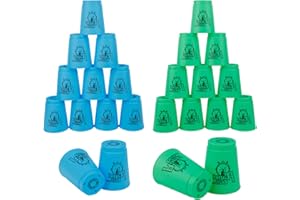 Itoyx 24 Stück Stapelbecher mit Tragetasche, Cups (Blau&Grün) zum Geschwindigkeitstrainingsspiel Speed-Challenge-Wettbewerb Party Spielzeug