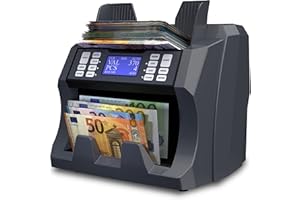 Detectalia V100, Macchina conta banconote multi-valuta e rileva banconote false, per euro, gbp, pln, czk, con 6 controlli di contraffazione, conteggio pari a 900 banconote al minuto, Capacità 300