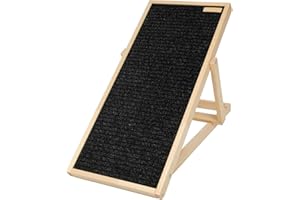 BOUTIQUE ZOO Antypoślizgowa rampa dla psa, rampa najazdowa dla psów i kotów, schody dla psa na łóżko lub sofę, składana, z drewna, regulowana, dla psów, kolor: naturalny