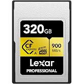 Lexar 320GB Profesyonel CFexpress Tip A GOLD Serisi Hafıza Kartı, 900MB/s'ye Kadar Okuma, Sinema kalitesinde 8K Video, Anma V