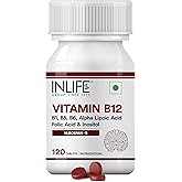 INLIFE Vitamin B12 Supplements RDA | Alpha Lipoic Acid ALA, Inositol, B12, B5, B6 for Men & Women - 120 Tablets (Vit B12, Pac