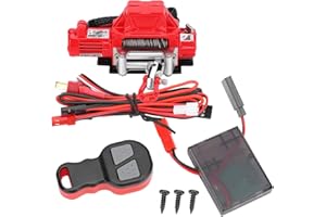 DRFEIFY Verricello simulato RC, Telecomando Set Ricevitore verricello RC Accessori RC compatibili per Axial SCX10 90046 1/10 RC Crawler(Rosso) Accessori per automodelli