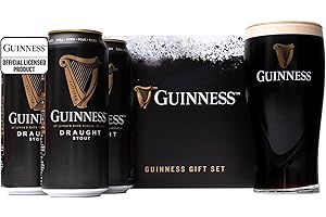 BEAMS INTERNATIONAL Guinness Gifts for Men, Beer Gift Set - Official Guinness x 3 440ml Draught Cans and Pint Glass - Alcohol Gift Sets for Men, Gifts for Him, Dad Birthday Gifts, Christmas