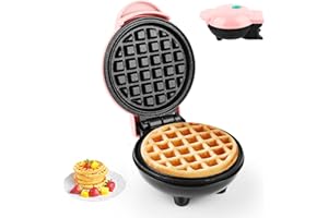 LWMTT Mini Waffle Iron, Belgian Waffle Machine, Diameter 10 cm, 220 V / 350 W, Small Waffle Iron, Classic, Double-Sided Heating