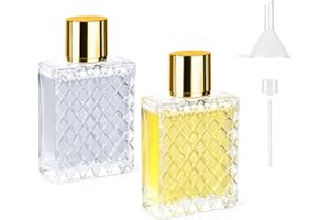 Ysimple 2 szt., 100 ml, pusta butelka na perfumy, pusta butelka z napełnianiem, pusta butelka z rozpylaczem zapachowym, szklana butelka z pipetami i wylewką (złota)