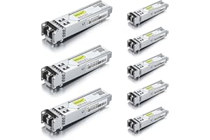 10GTEK [8 Pack] 1G SFP SX LC Multimode Module 550-meter, 1000Base-SX Mini-Gbic Transceiver Compatible for Cisco GLC-SX-MMD, Meraki, Mikrotik, Ubiquiti UniFi UF-MM-1G, D-Link,Zyxel and More