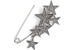 styleBREAKER Damen Schmucknadel mit Strass Sterne, für Ponchos, Tücher oder Schals, Sicherheitsnadel 05050072