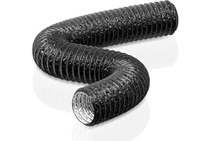 HG Power 100mm Tubo di Scarico, 5m Condotto di Ventilazione Flessibile in Alluminio PVC per Condizionatori d'aria, Asciugatrici e Cappe da Cucina, Nero