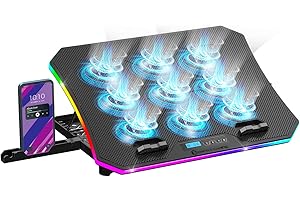 EMPIRE GAMING - Guardian C900 Raffreddatore per PC Portatile 12'' a 17'' - 9 Ventole - Controller LCD - 10 Modalità RGB - 6 Velocità - 7 Altezze Regolabili - Supporto Rimovibile
